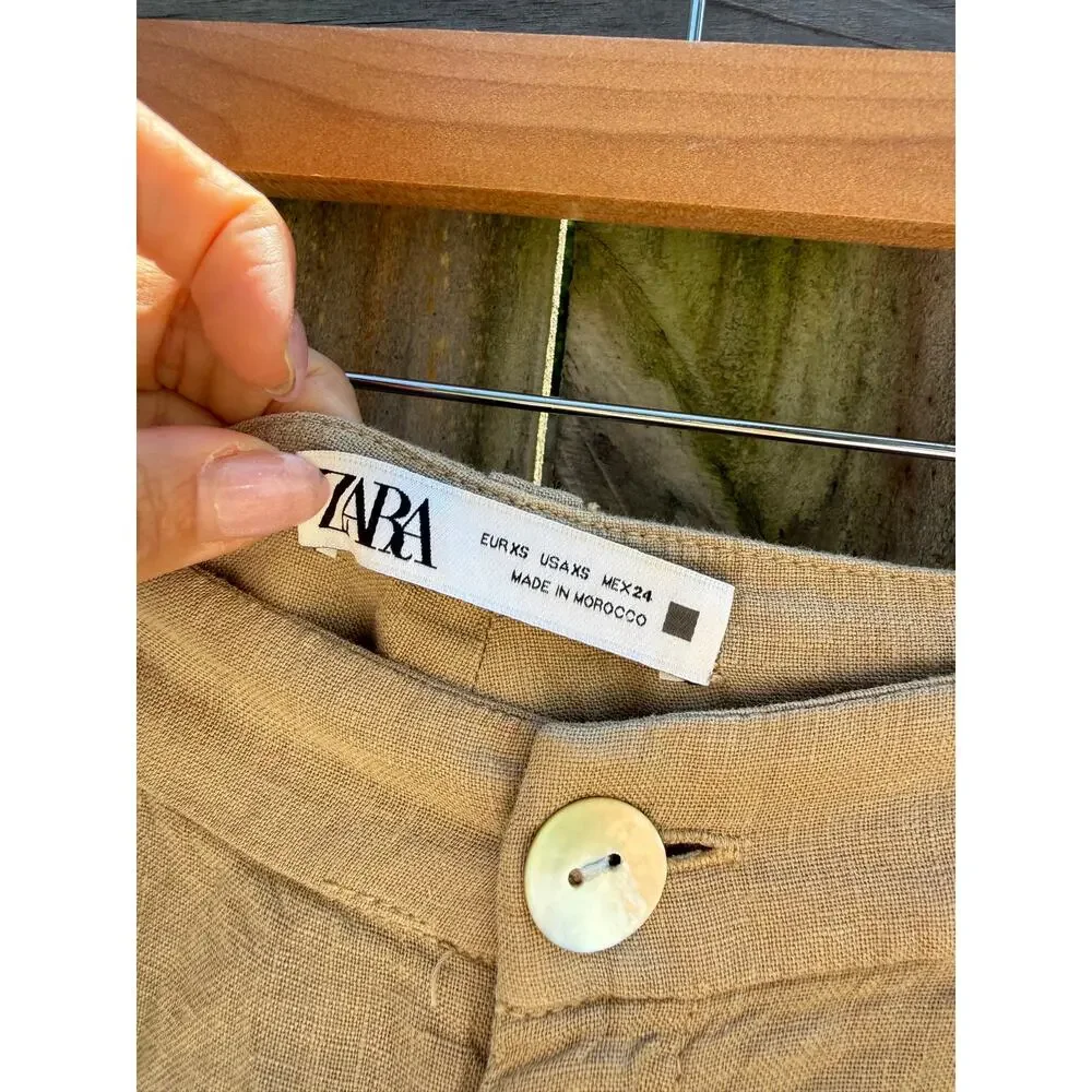 Zara Linen Wide-Leg Trousers XS